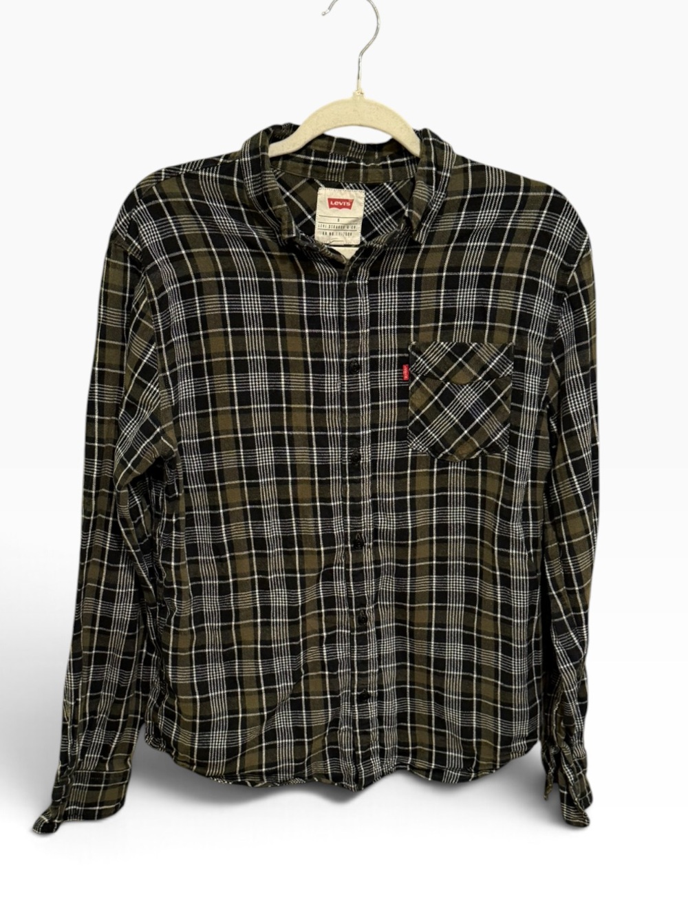 Levi's Olive & Black Plaid Long-Sleeve Button-Down Shirt
